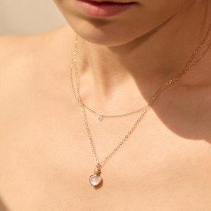 Moonstone Heart Pendant Necklace